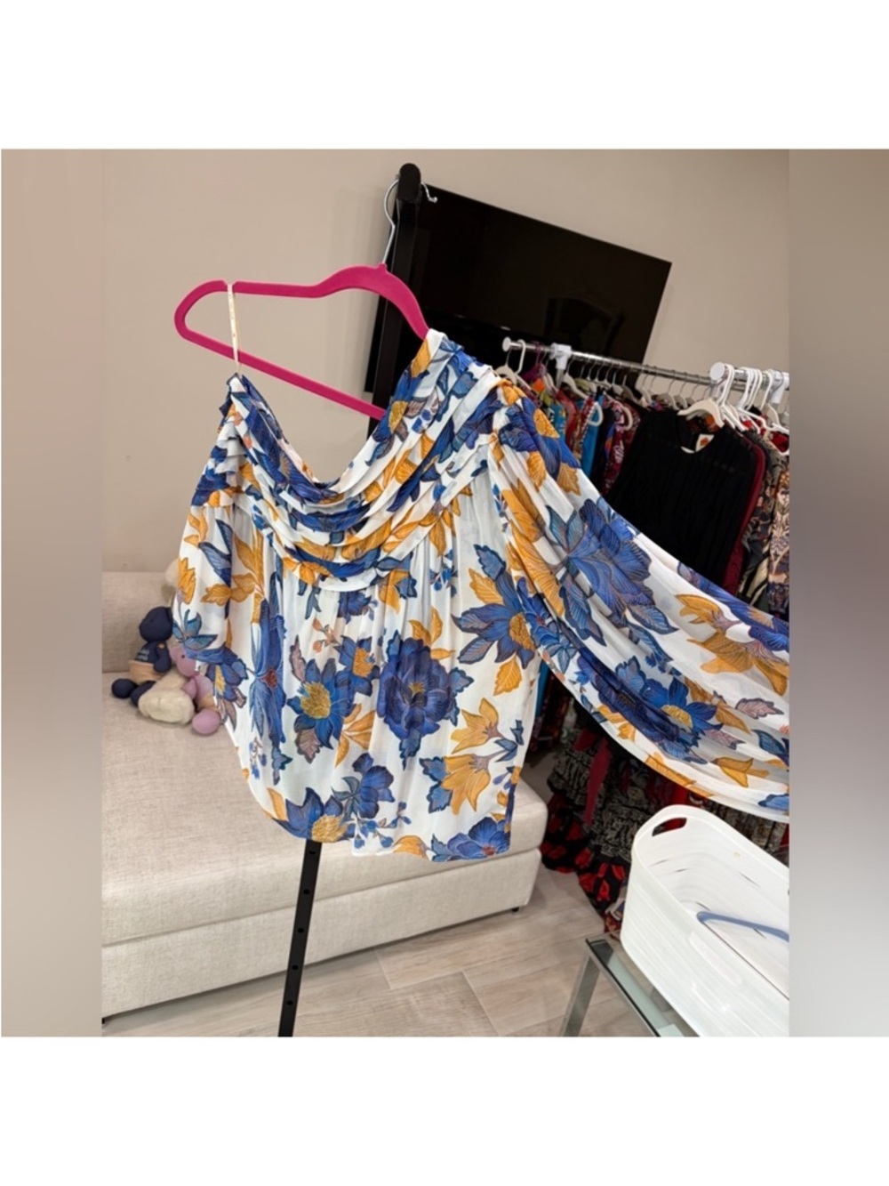 one-shoulder floral print top blouse by Farm Rio DT - Picture 6 of 13